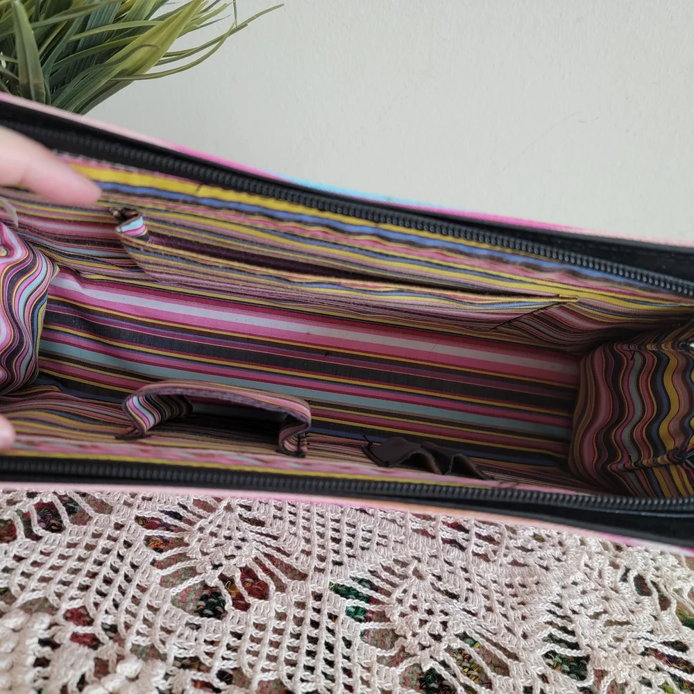 Kate Spade Pink and Blue Striped Shoulder Bag Set